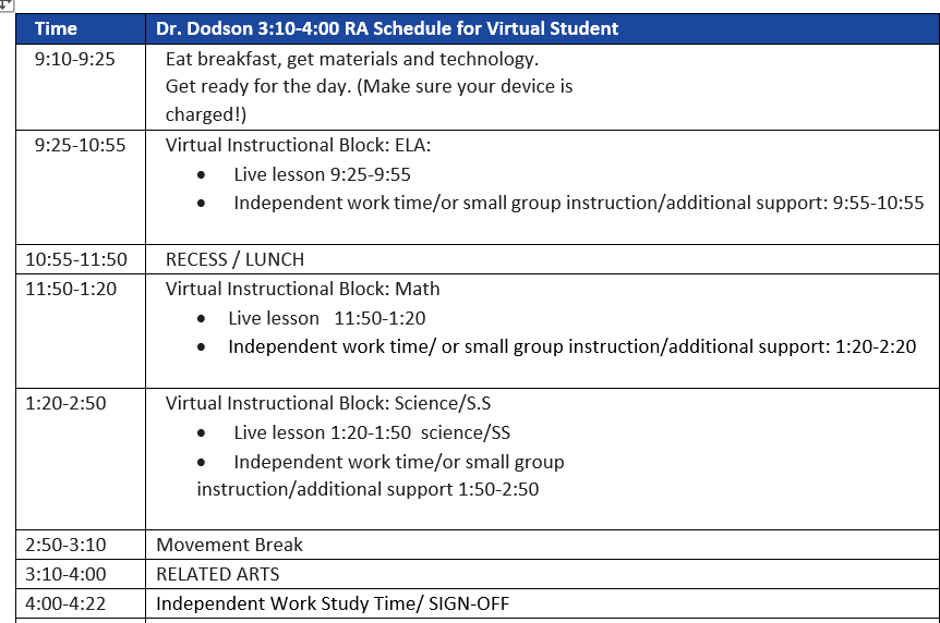 Virtual Schedule
